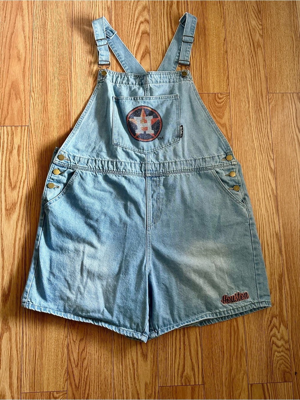 Houston Astros Womens Big Logo Denim Bib Shortalls